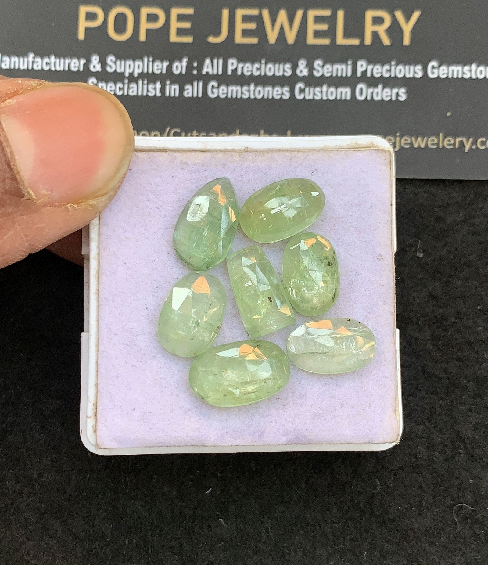 Natural Mint Kyanite Gemstone Rose Cut Mix Shape Cabochon High Quality Loose Gemstones For Jewelry Making 11-13 MM Size 7 Pcs V4986