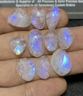 Natural Rainbow Moonstone Gemstone Rose Cut Mix Shape High Quality Loose Gemstones For Jewelry Making 11-16 MM Size 10 Pcs SM24915