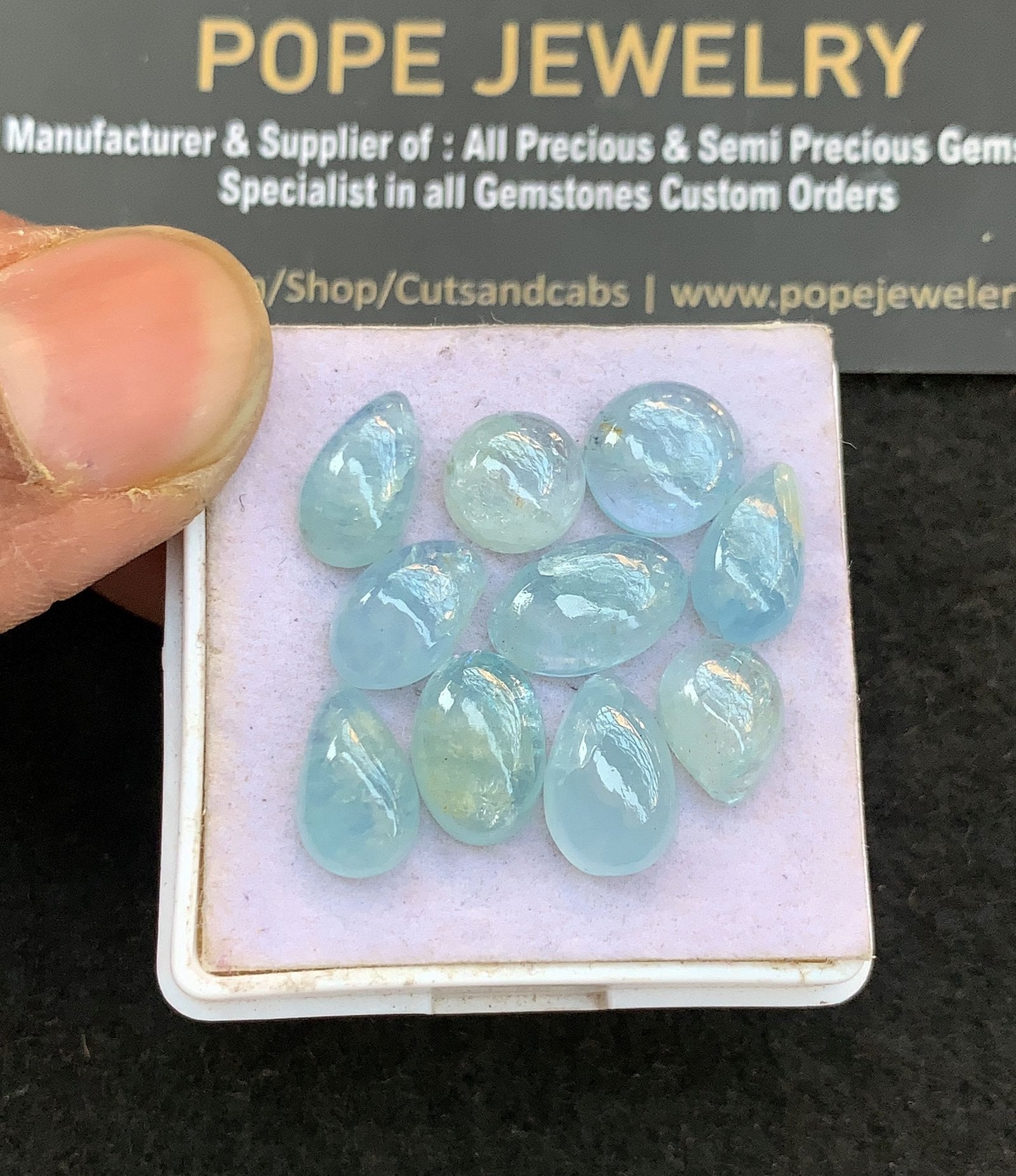 Natural Aquamarine Gemstone Smooth Mix Shape Cabochon High Quality Loose Gemstones For Jewelry Making 8-12 MM Size 10 Pcs V4994