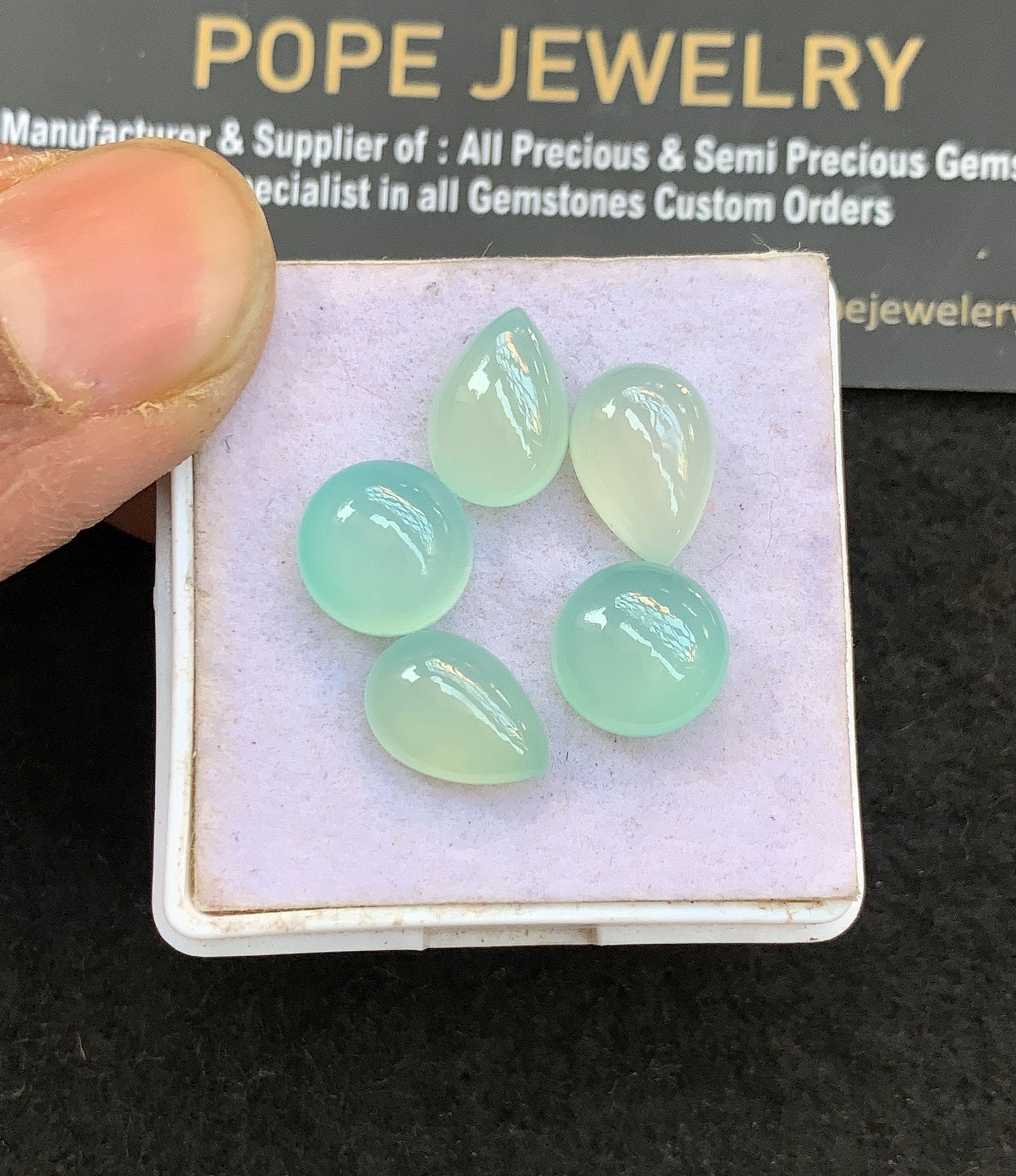 Natural Aqua Chalcedony Gemstone Smooth Mix Shape Cabochon High Quality Loose Gemstones For Jewelry Making 10-12 MM Size 5 Pcs V4996