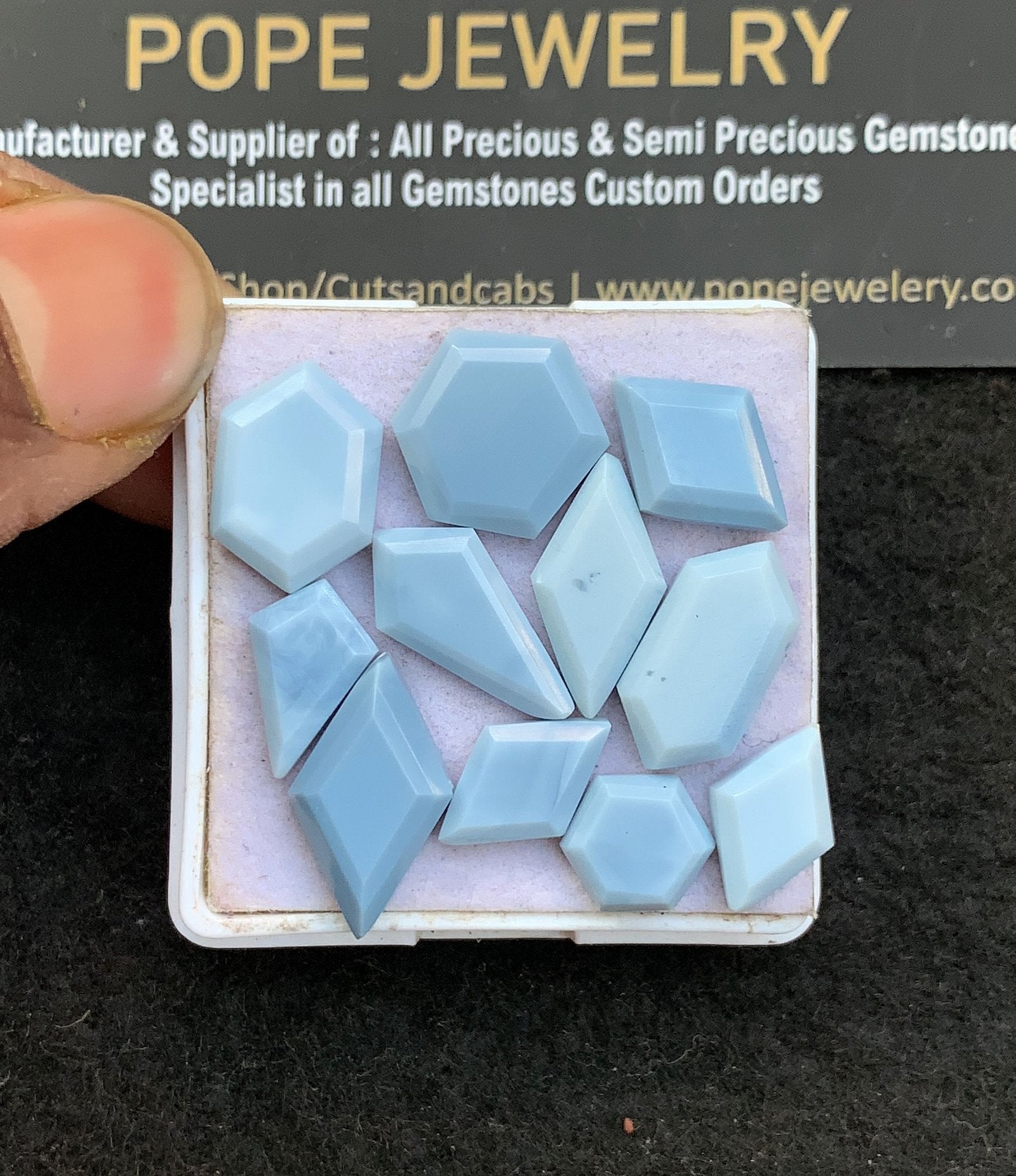 Natural Peruvian Blue Opal Gemstone Step Cut Mix Shape Cabochon High Quality Loose Gemstones For Jewelry Making 10-18 MM Size 11 Pcs V5003