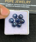 Natural Blue Sapphire Gemstone Rose Cut Round Shape Cabochon High Quality Loose Gemstones For Jewelry Making 8 MM Size 7 Pcs V5005