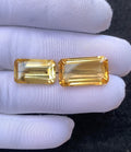 Natural Citrine Gemstone Faceted Cut Rectangle Shape High Quality Loose Gemstones For Jewelry Making 17-20 MM Size 2 Pcs V4499