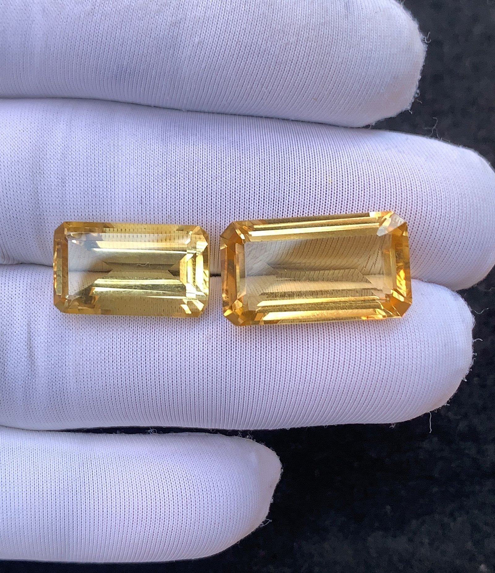 Natural Citrine Gemstone Faceted Cut Rectangle Shape High Quality Loose Gemstones For Jewelry Making 17-20 MM Size 2 Pcs V4499