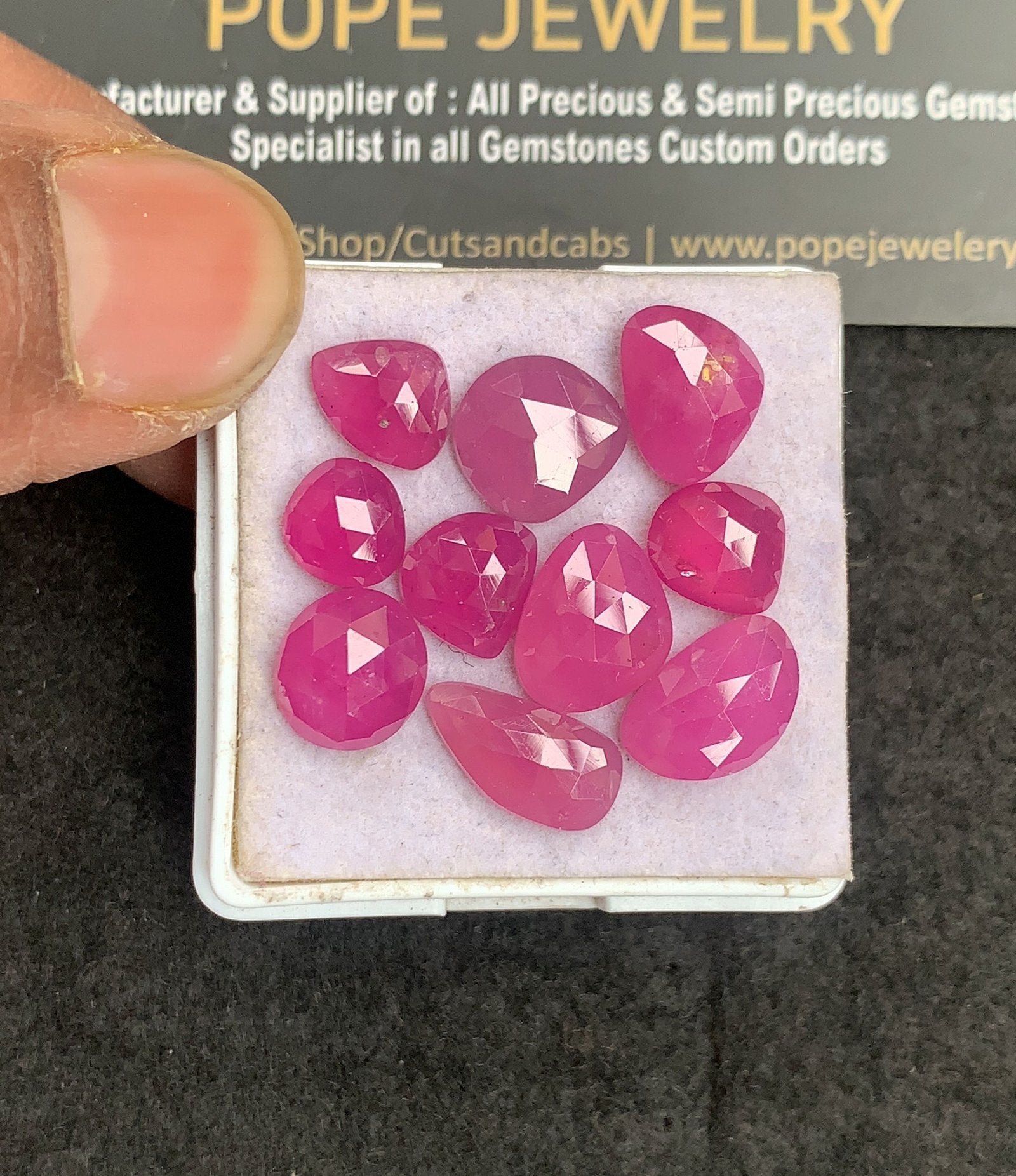 Natural Pink Sapphire Gemstone Rose Cut Fancy Shape Cabochon High Quality Loose Gemstones For Jewelry Making 8-13 MM Size 10 Pcs V5013