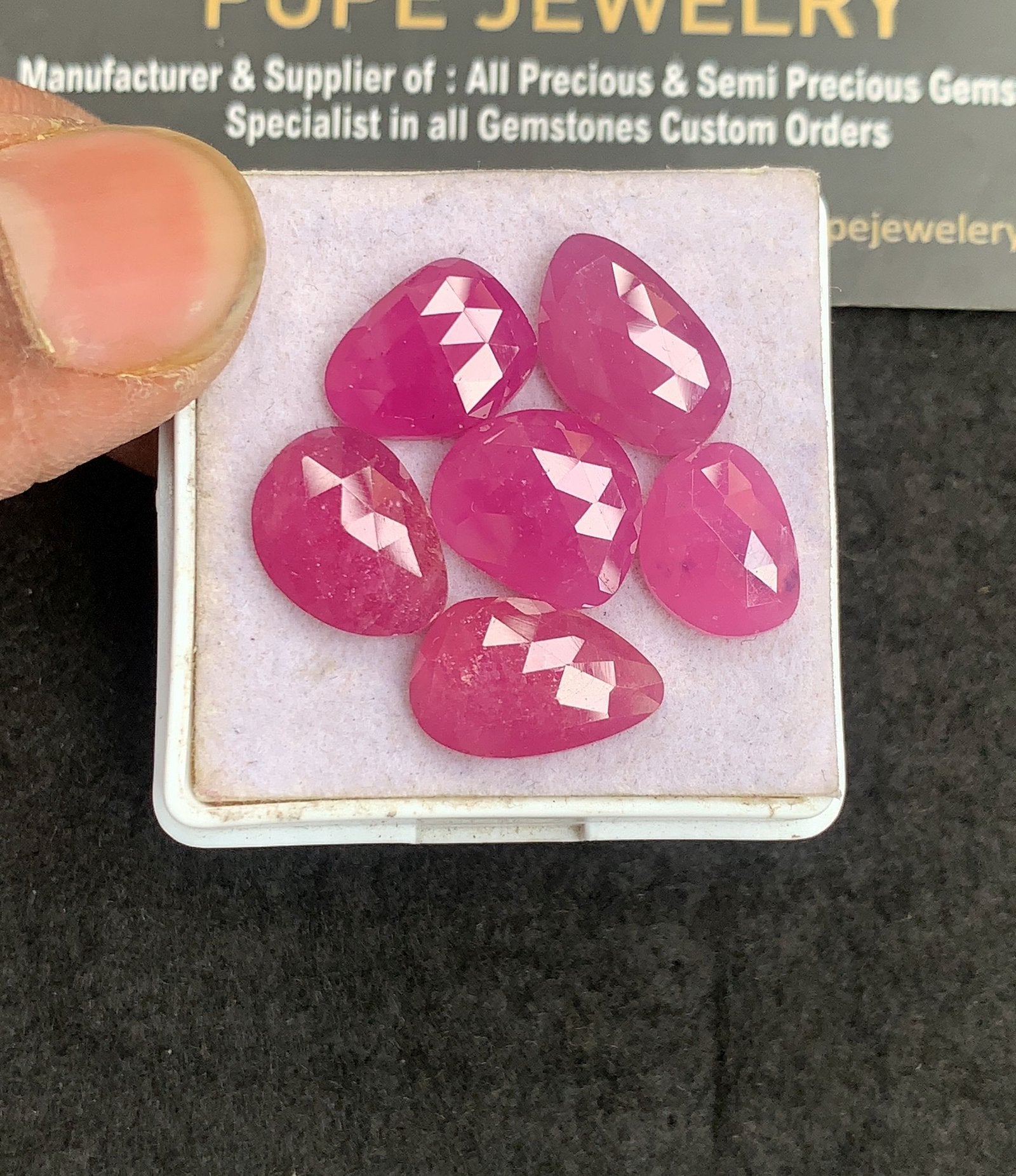 Natural Pink Sapphire Gemstone Rose Cut Fancy Shape Cabochon High Quality Loose Gemstones For Jewelry Making 12-15 MM Size 6 Pcs V5014
