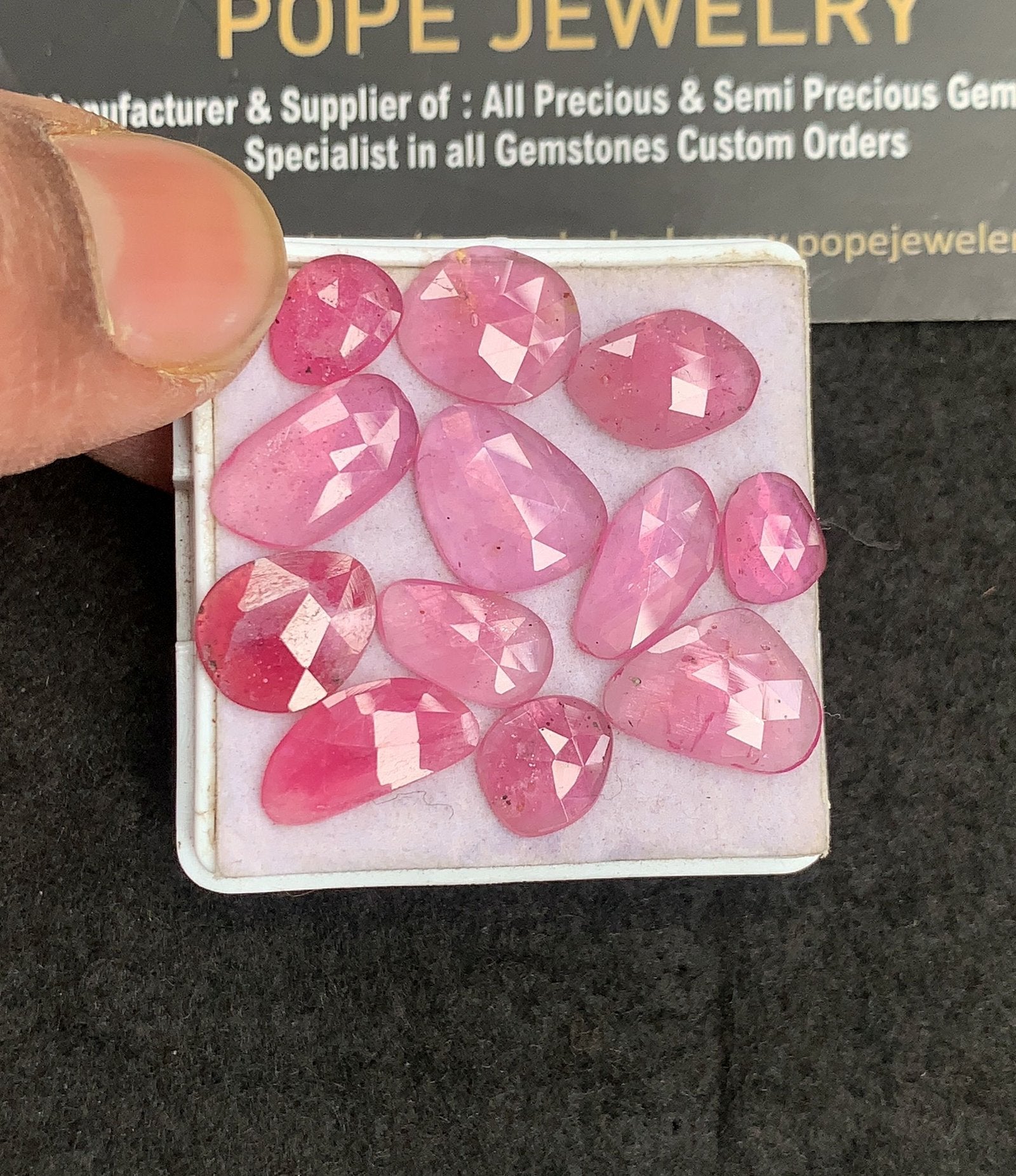 Natural Pink Sapphire Gemstone Rose Cut Fancy Shape Cabochon High Quality Loose Gemstones For Jewelry Making 8-14 MM Size 12 Pcs V5016