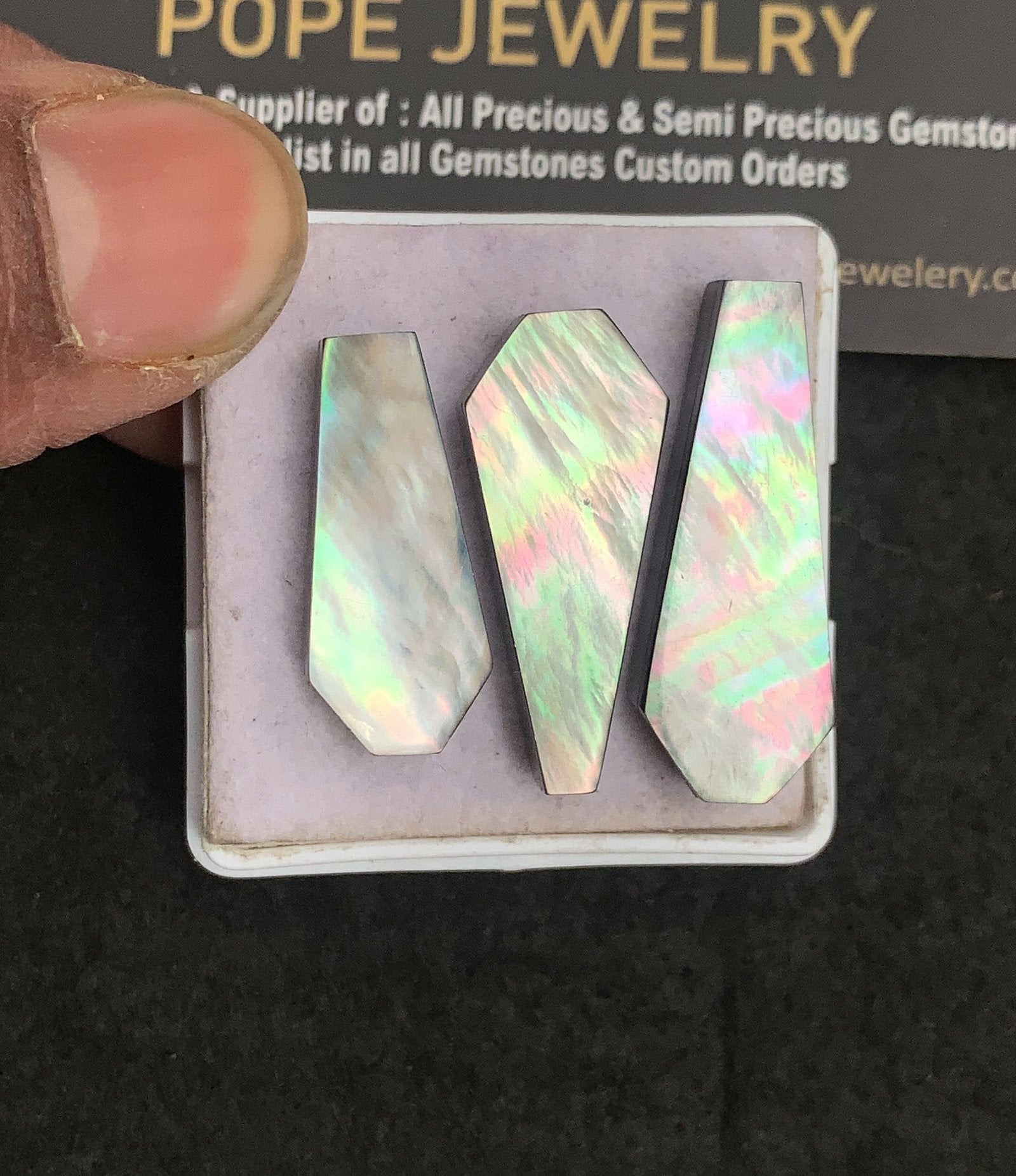Natural Mother Of Pearl Gemstone Smooth Coffin Shape Cabochon High Quality Loose Gemstones For Jewelry Making 25-32 MM Size 3 Pcs V5017
