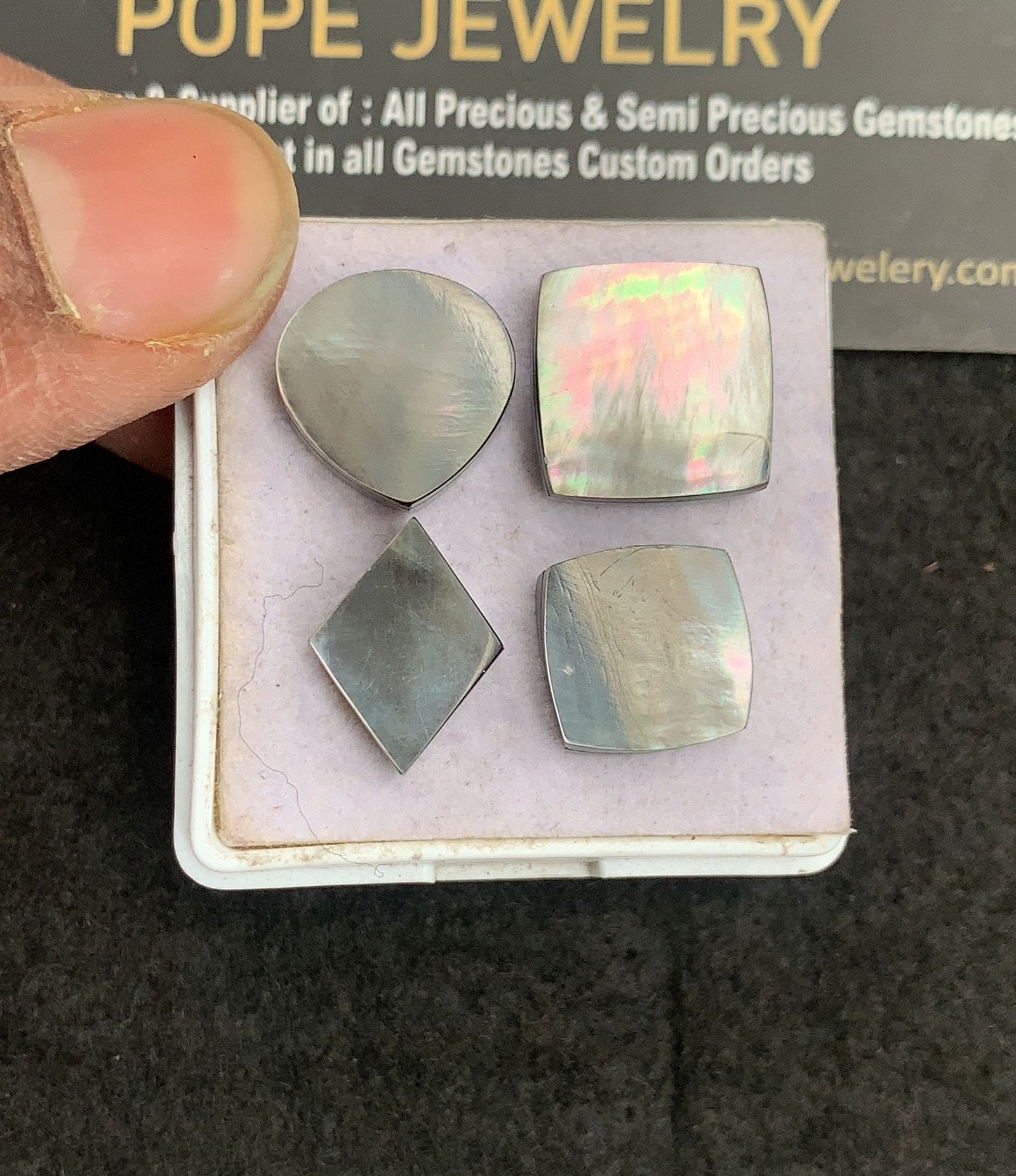 Natural Mother Of Pearl Gemstone Smooth Mix Shape Cabochon High Quality Loose Gemstones For Jewelry Making 12-15 MM Size 4 Pcs V5021