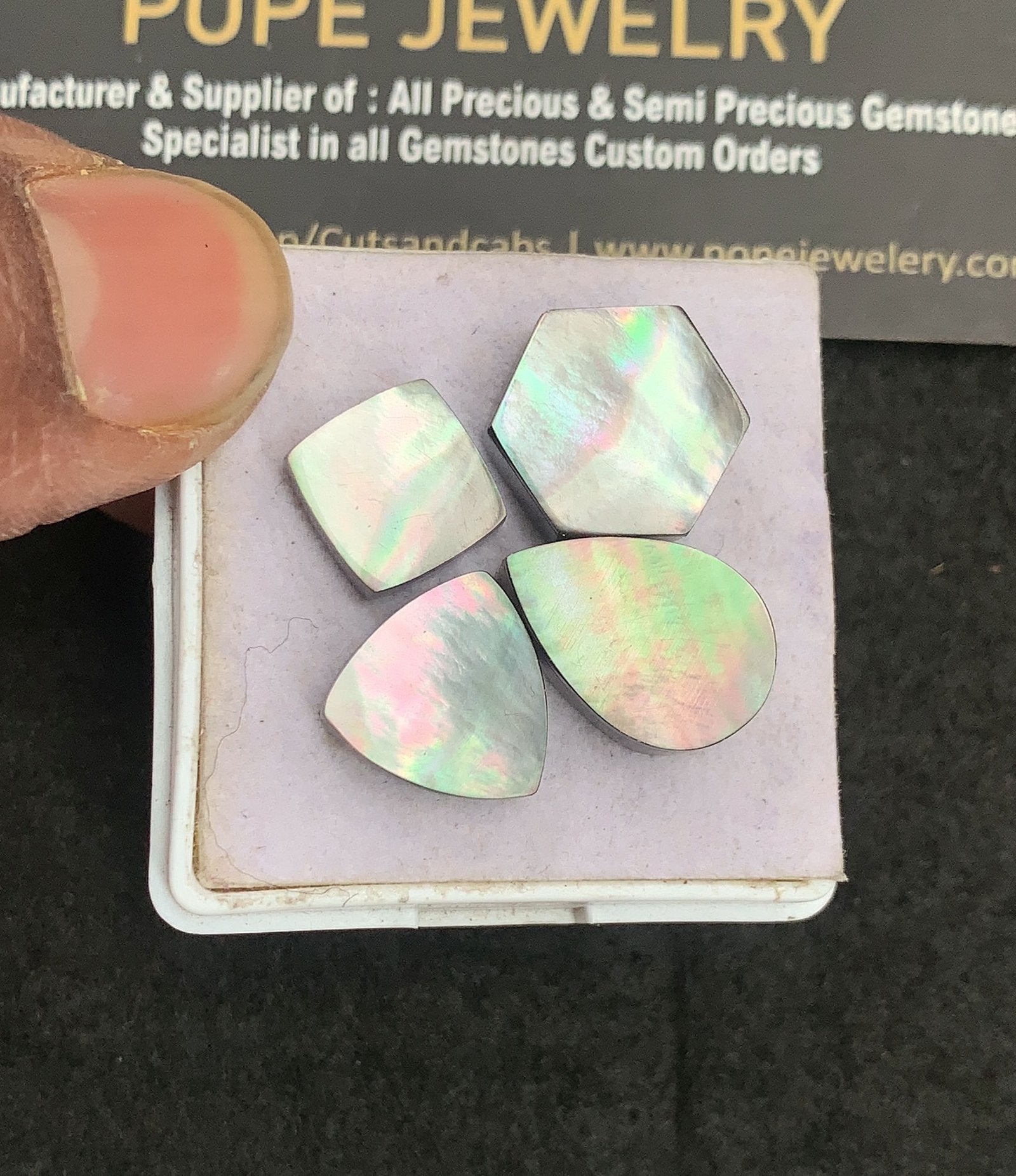 Natural Mother Of Pearl Gemstone Smooth Mix Shape Cabochon High Quality Loose Gemstones For Jewelry Making 11-17 MM Size 4 Pcs V5022
