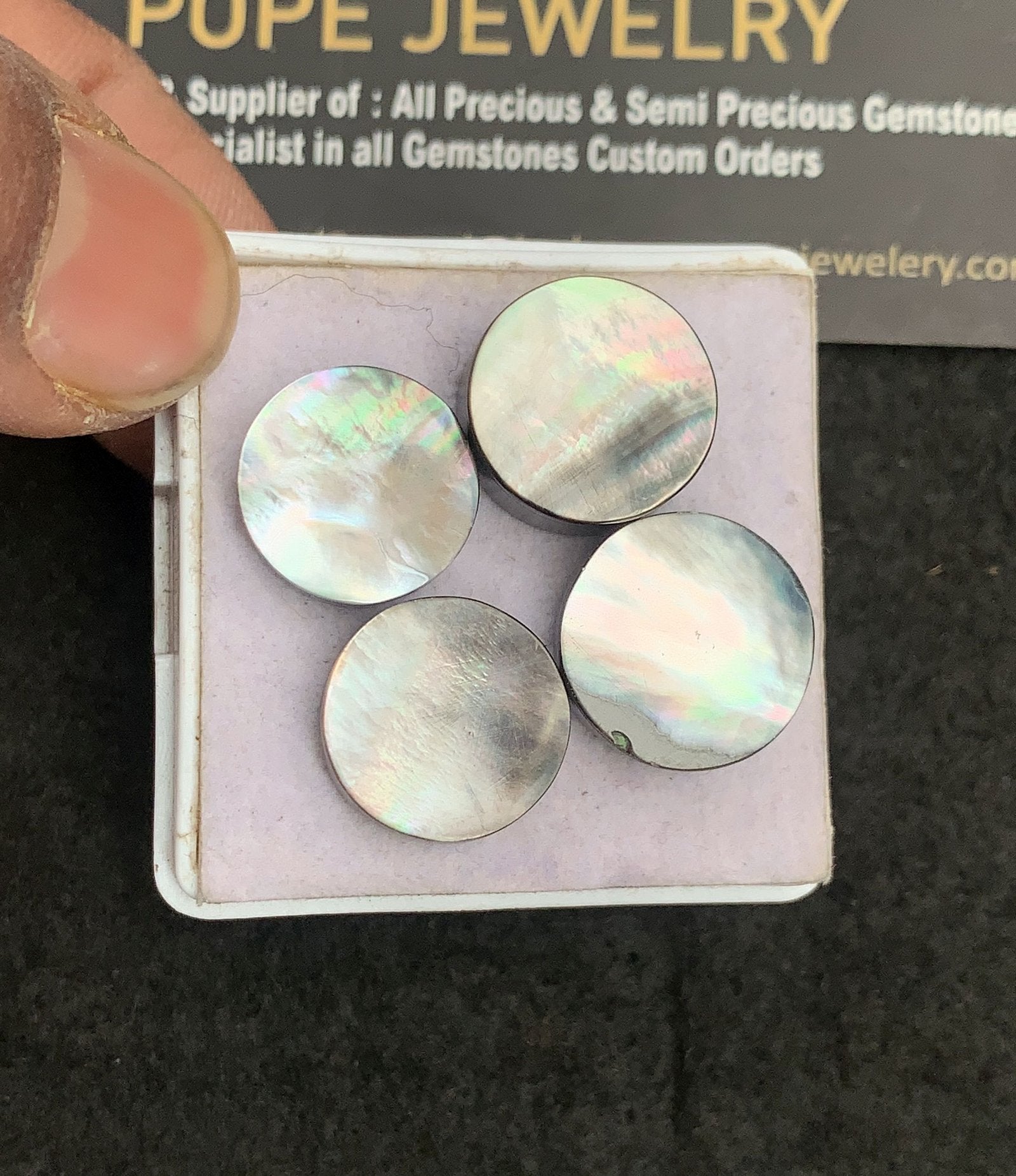 Natural Mother Of Pearl Gemstone Smooth Round Shape Cabochon High Quality Loose Gemstones For Jewelry Making 14-15 MM Size 4 Pcs V5023