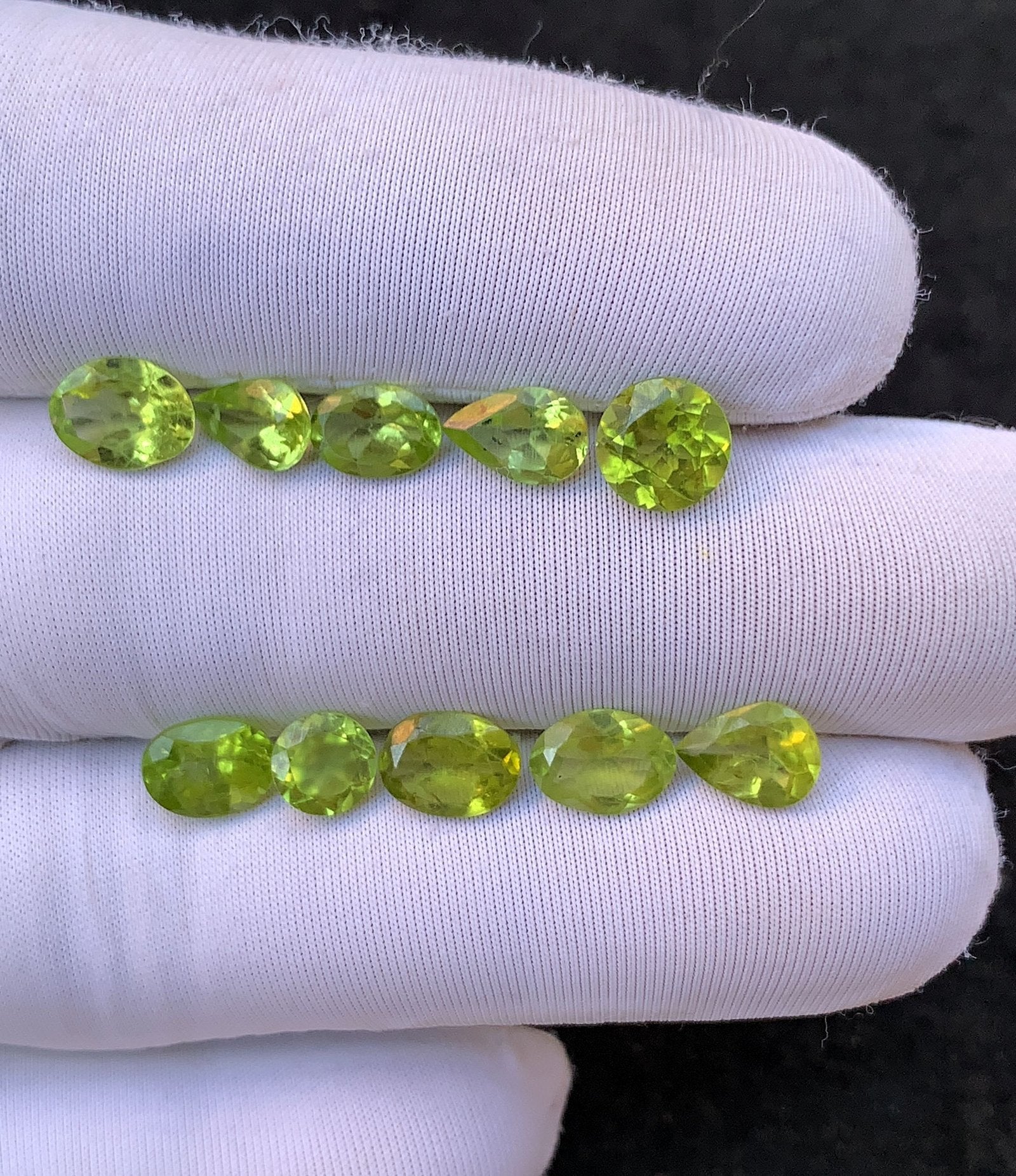 Natural Peridot Gemstone Faceted Cut Mix Shape High Quality Loose Gemstones For Jewelry Making 6-8 MM Size 10 Pcs V4510