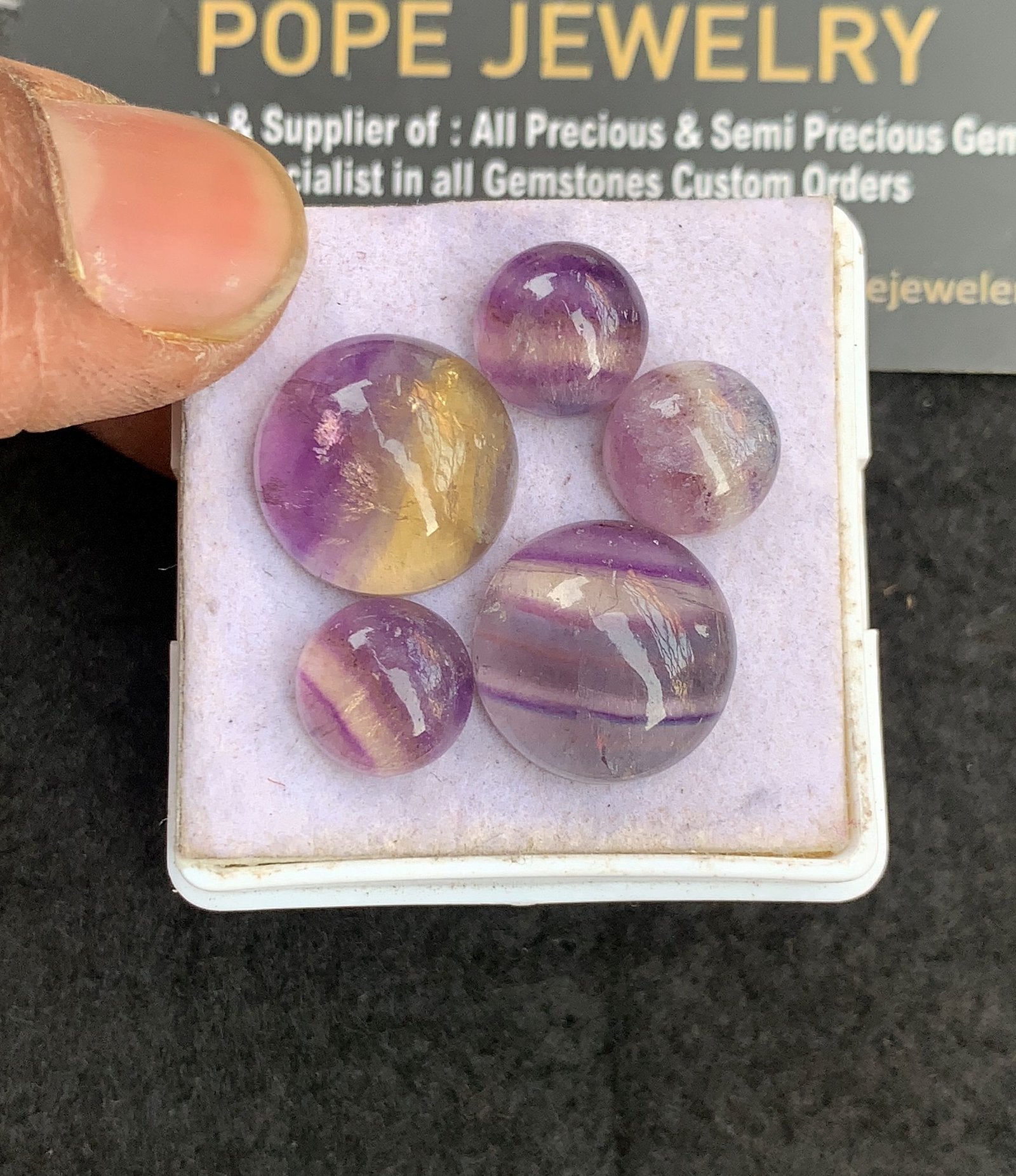 Natural Fluorite Gemstone Smooth Round Shape Cabochon High Quality Loose Gemstones For Jewelry Making 10-15 MM Size 5 Pcs V5029