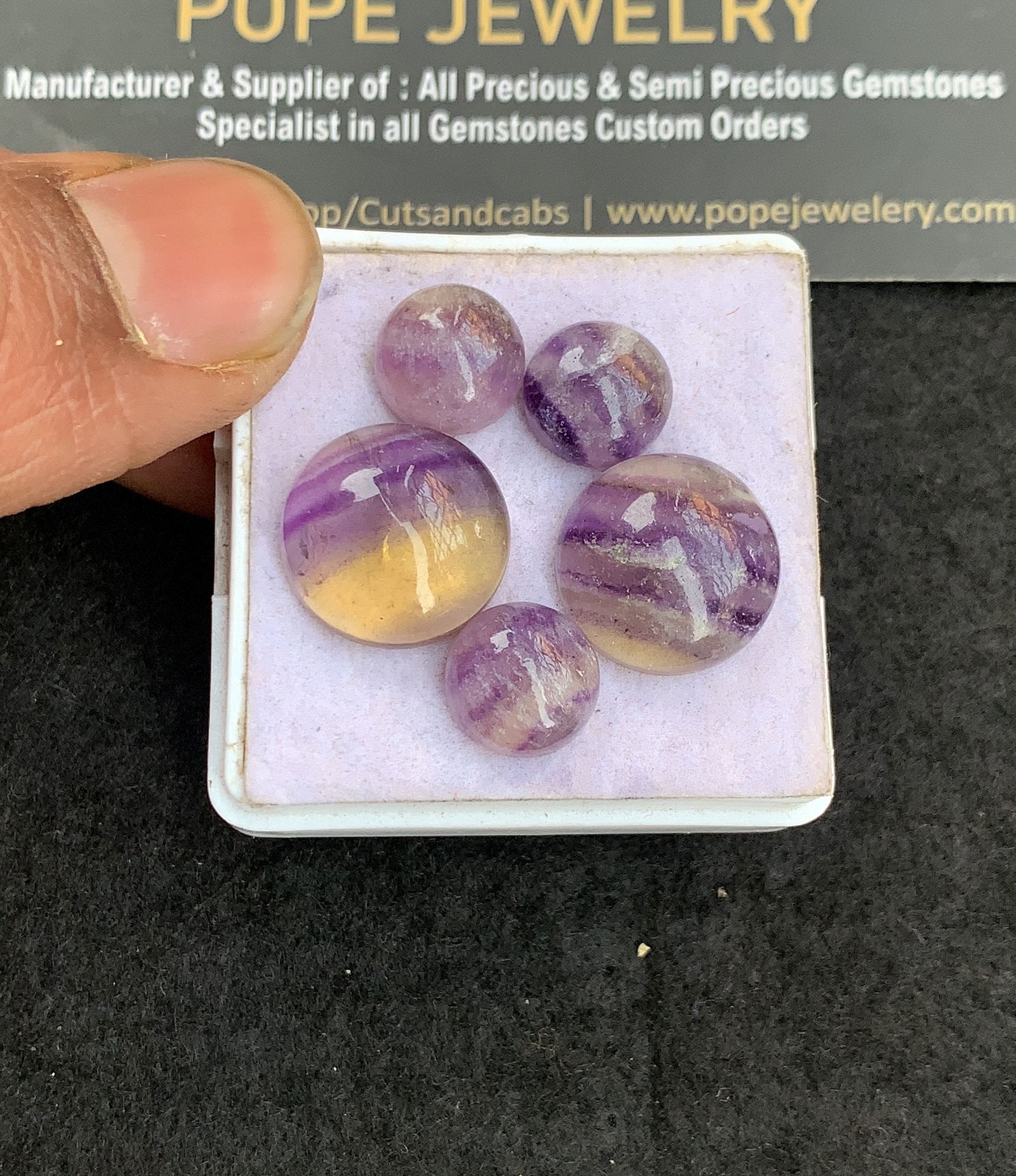 Natural Fluorite Gemstone Smooth Round Shape Cabochon High Quality Loose Gemstones For Jewelry Making 10-15 MM Size 5 Pcs V5030