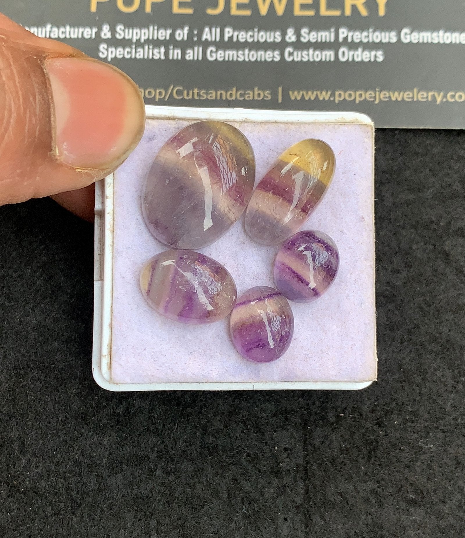 Natural Fluorite Gemstone Smooth Oval Shape Cabochon High Quality Loose Gemstones For Jewelry Making 11-20 MM Size 5 Pcs V5031
