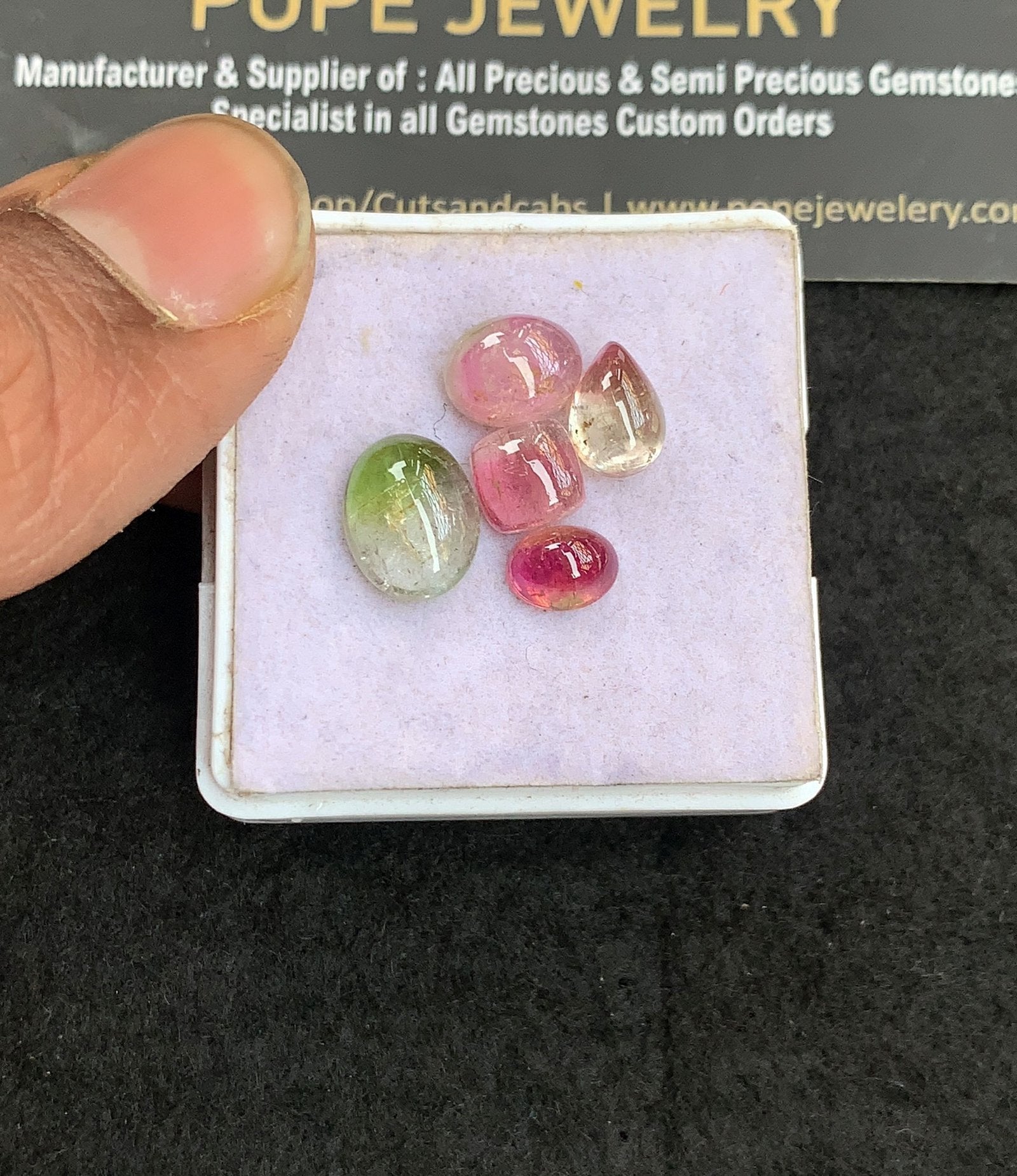 Natural Watermelon Tourmaline Gemstone Smooth Mix Shape Cabochon High Quality Loose Gemstones For Jewelry Making 7-11 MM Size 5 Pcs V5033