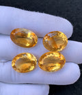 Natural Citrine Gemstone Faceted Cut Oval Shape High Quality Loose Gemstones For Jewelry Making 20-18 MM Size 4 Pcs V4515