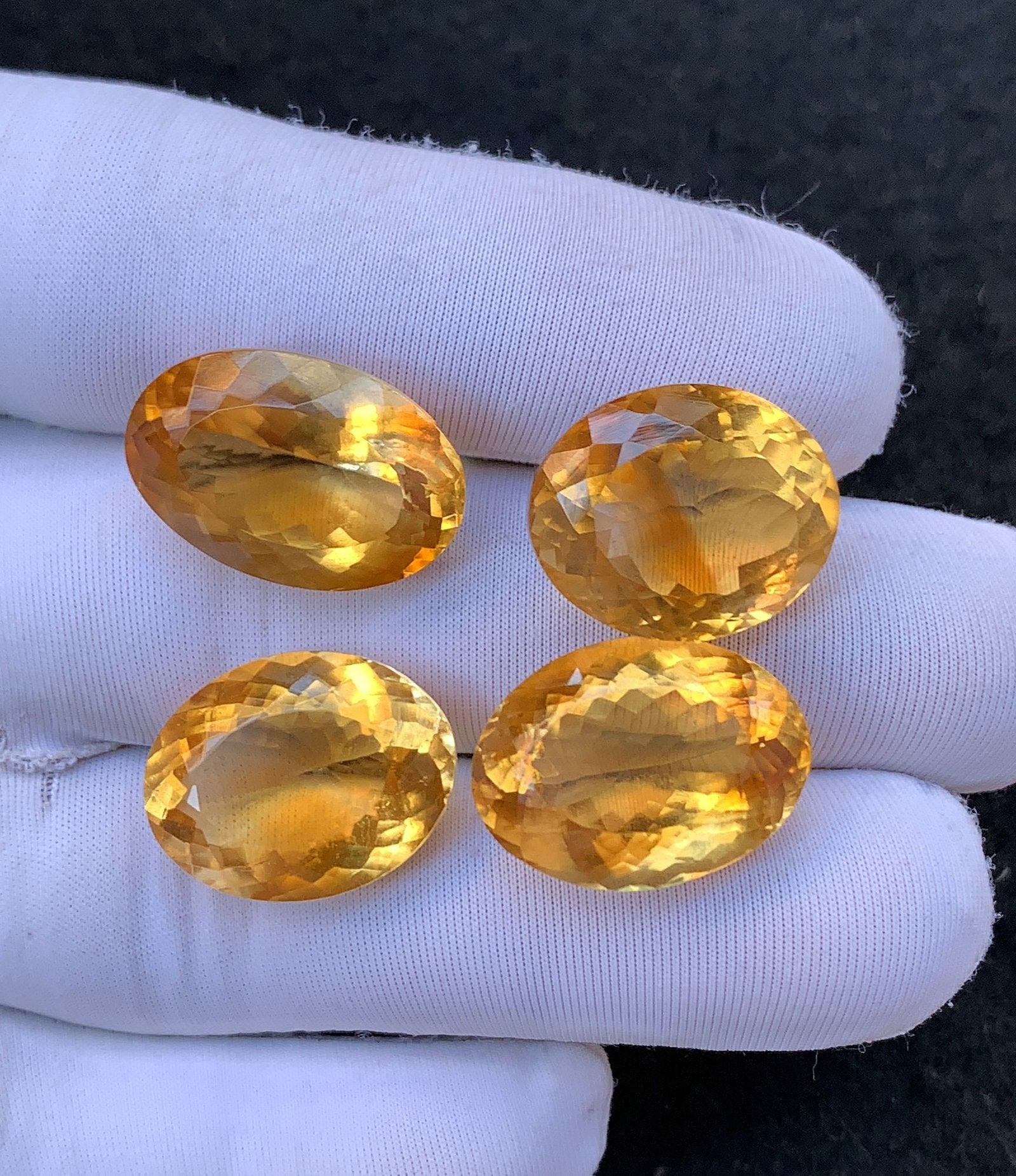 Natural Citrine Gemstone Faceted Cut Oval Shape High Quality Loose Gemstones For Jewelry Making 20-18 MM Size 4 Pcs V4515