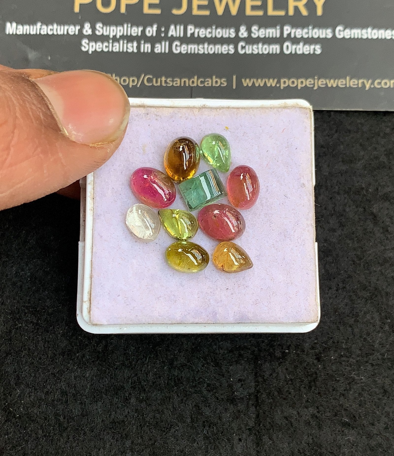 Natural Watermelon Tourmaline Gemstone Smooth Mix Shape Cabochon High Quality Loose Gemstones For Jewelry Making 7-9 MM Size 10 Pcs V5034