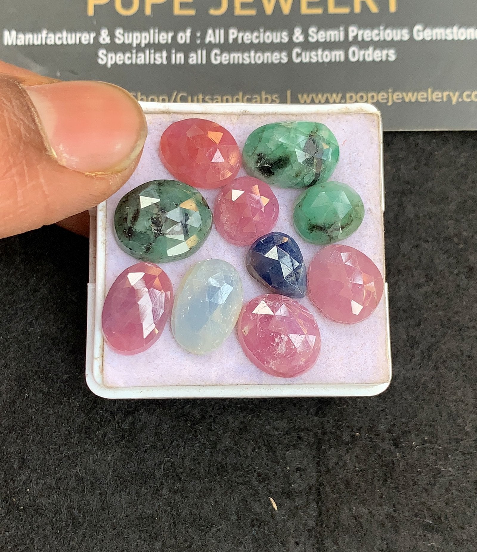 Natural Multi Sapphire Gemstone Rose Cut Mix Shape Cabochon High Quality Loose Gemstones For Jewelry Making 9-13 MM Size 10 Pcs V5036
