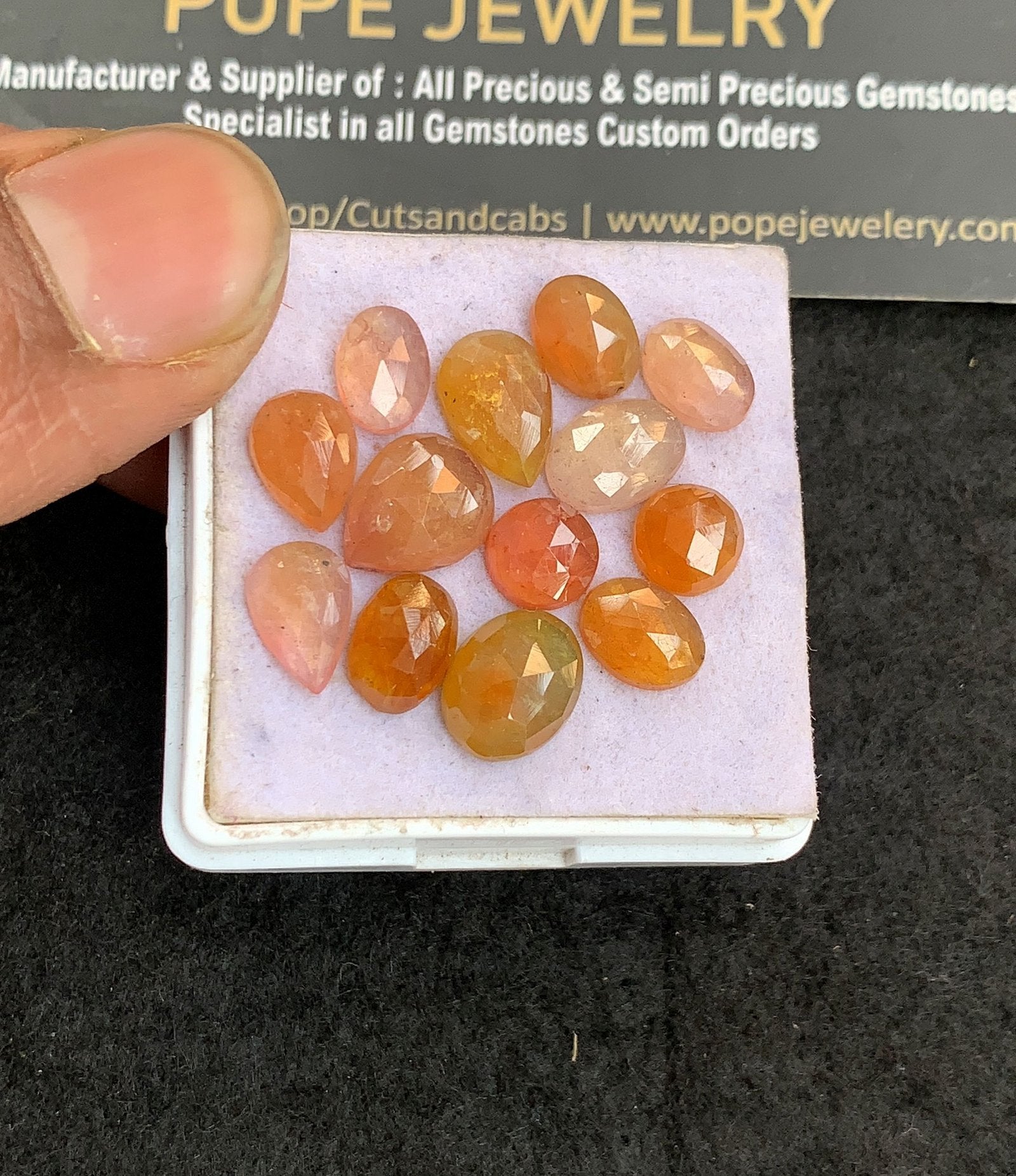 Natural Thailand Sapphire Gemstone Rose Cut Mix Shape Cabochon High Quality Loose Gemstones For Jewelry Making 7-10 MM Size 13 Pcs V5039