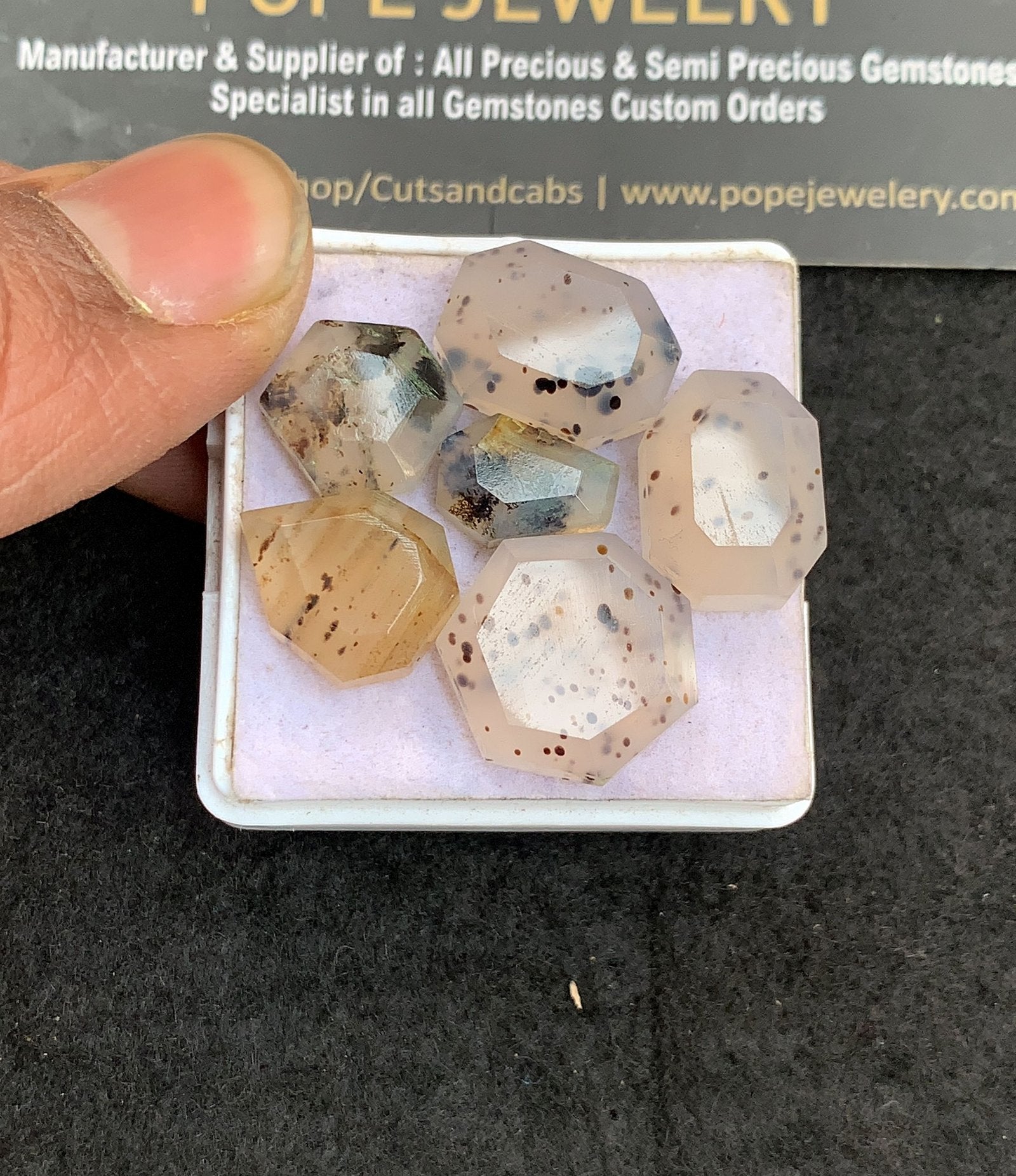 Natural Montana Agate Gemstone Step Cut Mix Shape Cabochon High Quality Loose Gemstones For Jewelry Making 12-17 MM Size 6 Pcs V5044