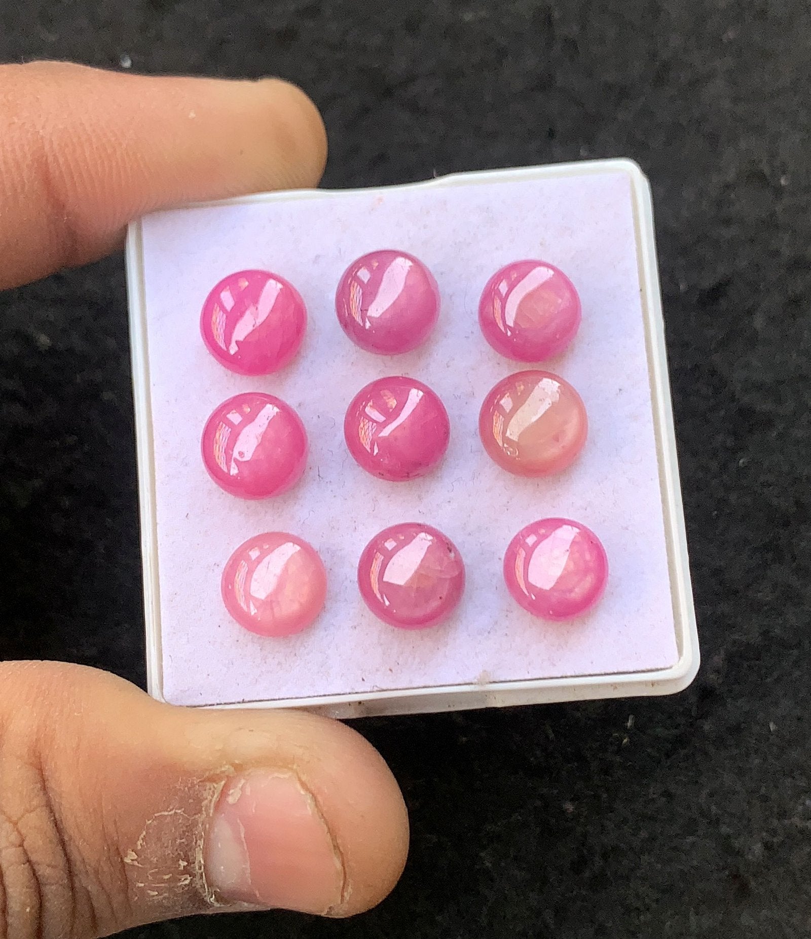 Natural Silky Sapphire Gemstone Smooth Round Shape Cabochon High Quality Loose Gemstones For Jewelry Making 8 MM Size 9 Pcs V4519