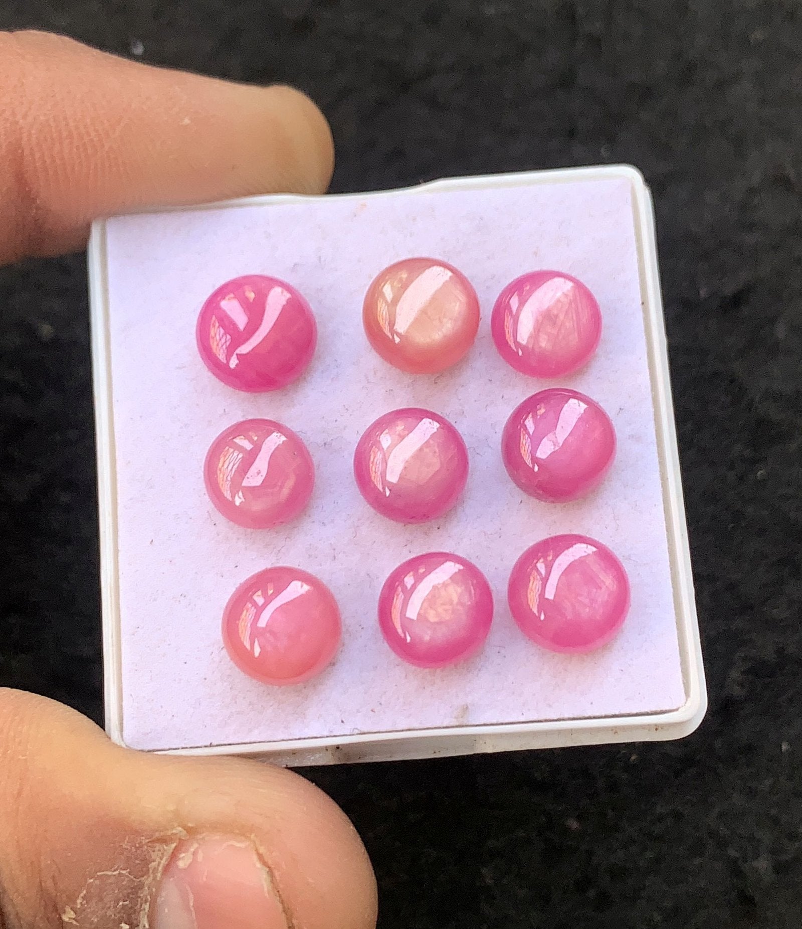 Natural Silky Sapphire Gemstone Smooth Round Shape Cabochon High Quality Loose Gemstones For Jewelry Making 8 MM Size 9 Pcs V4521