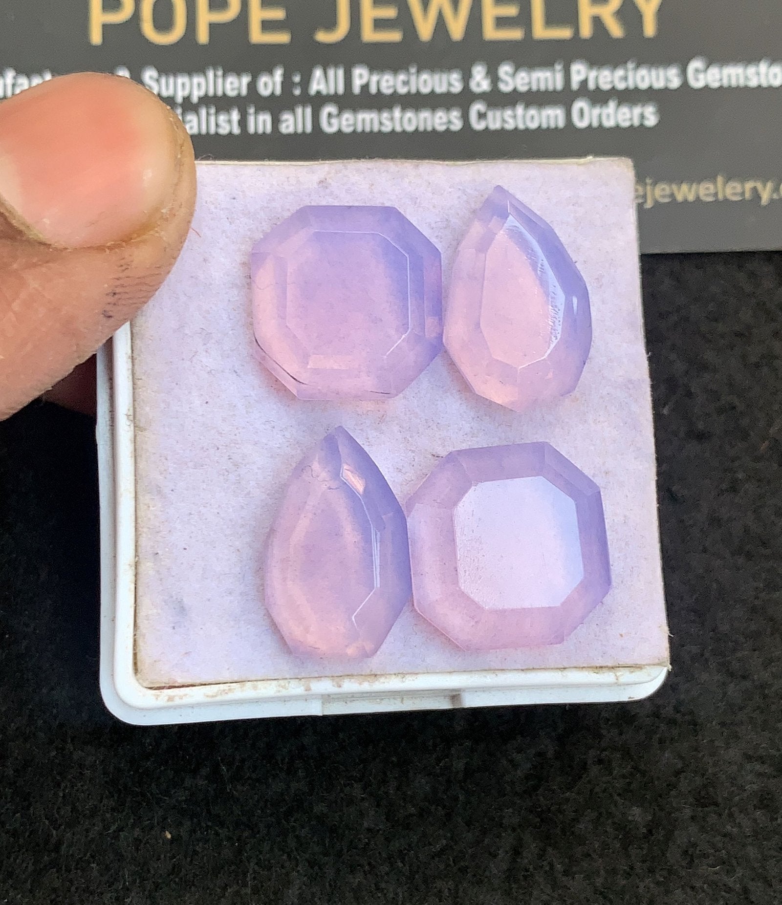 Natural Lavender Quartz Gemstone Step Cut Mix Shape Cabochon High Quality Loose Gemstones For Jewelry Making 14-16 MM Size 2 Pair V5048