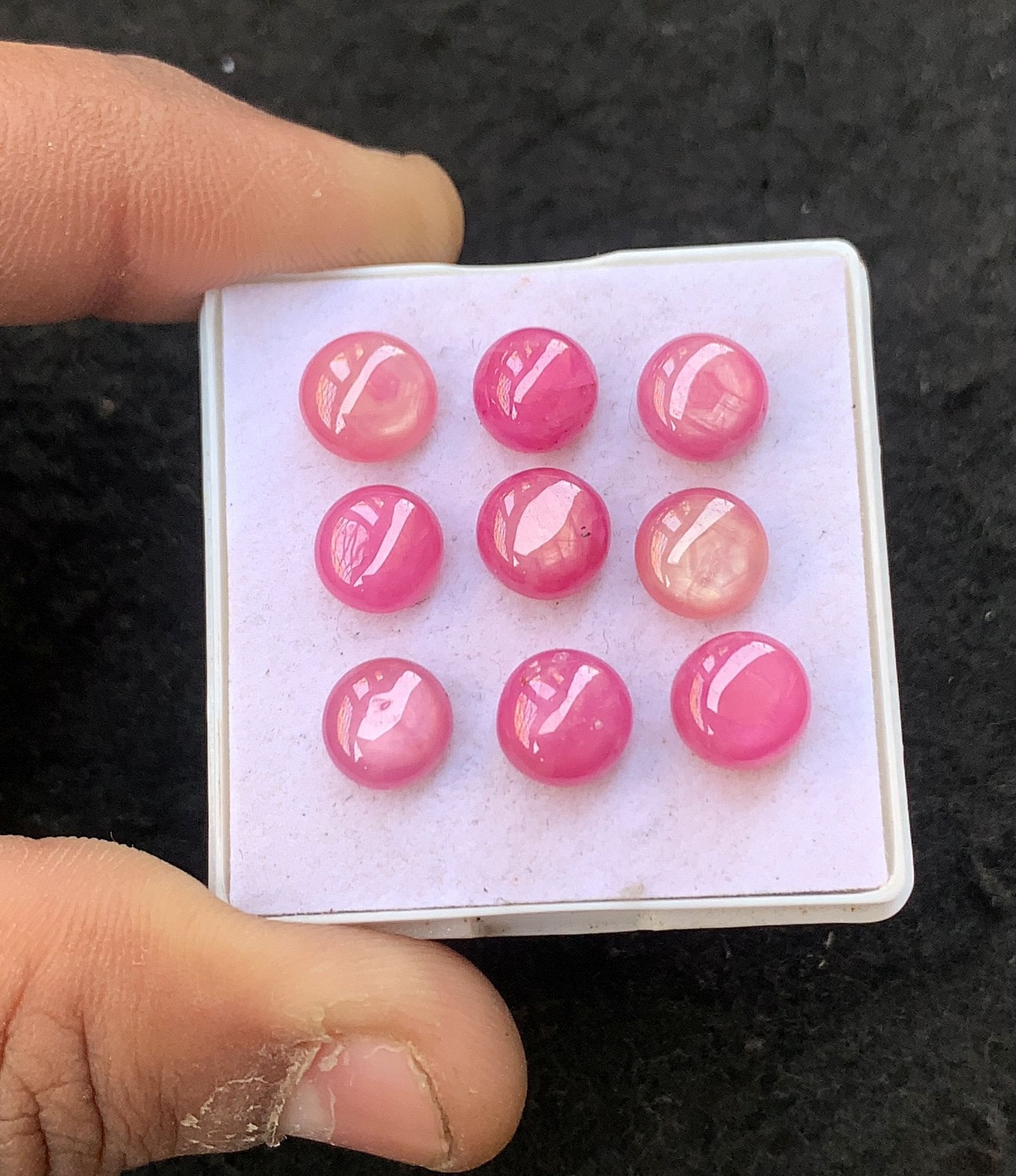 Natural Silky Sapphire Gemstone Smooth Round Shape Cabochon High Quality Loose Gemstones For Jewelry Making 8 MM Size 9 Pcs V4522