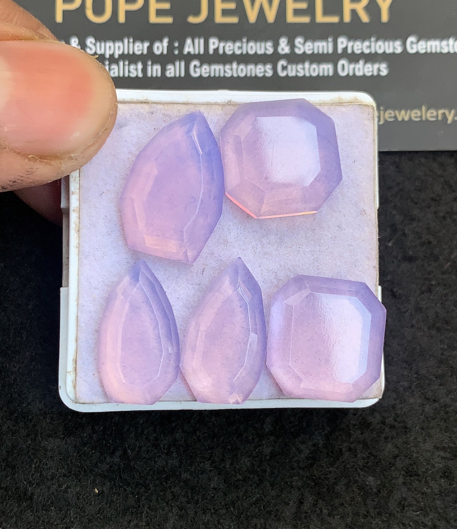 Natural Lavender Quartz Gemstone Step Cut Mix Shape Cabochon High Quality Loose Gemstones For Jewelry Making 15-19 MM Size 5 Pcs V5049