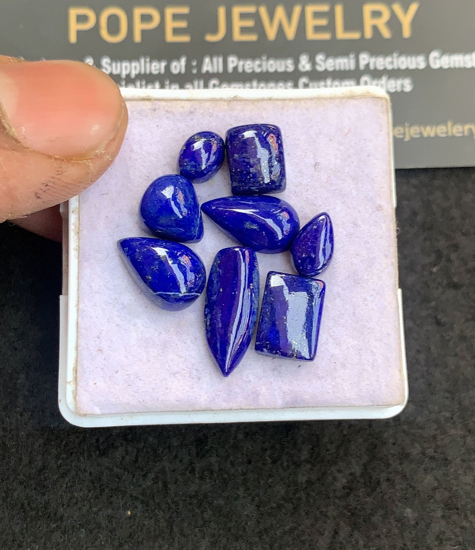 Natural Lapis Lazuli Gemstone Smooth Mix Shape Cabochon High Quality Loose Gemstones For Jewelry Making 7-15 MM Size 8 Pcs V5053