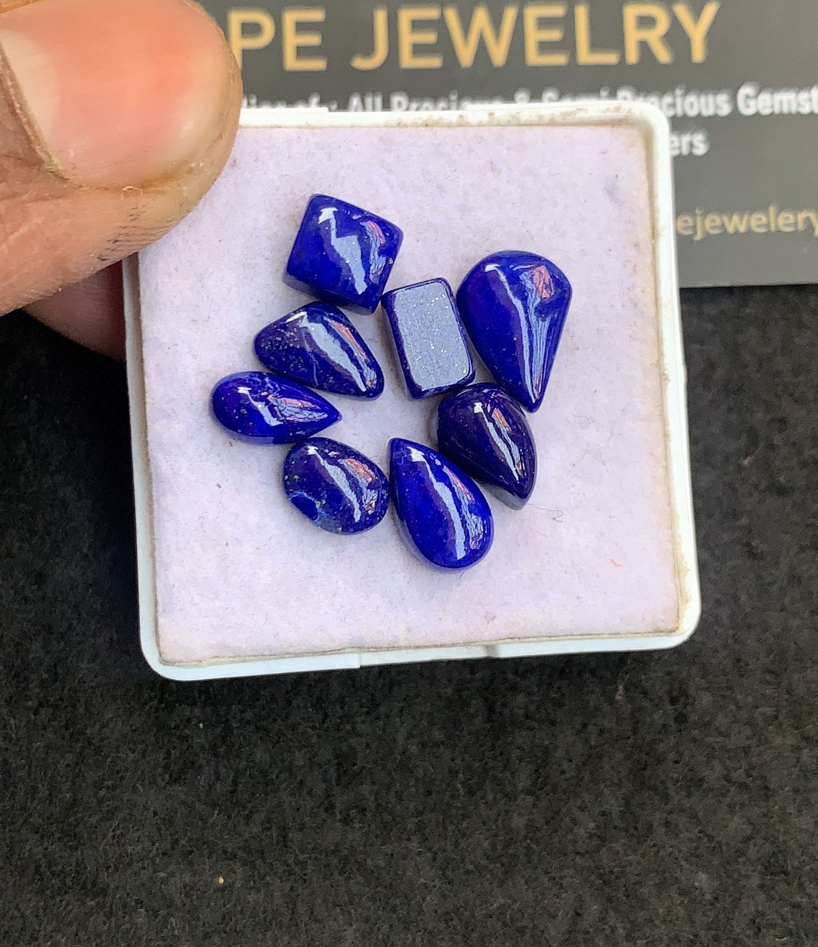 Natural Lapis Lazuli Gemstone Smooth Mix Shape Cabochon High Quality Loose Gemstones For Jewelry Making 7-12 MM Size 8 Pcs V5054