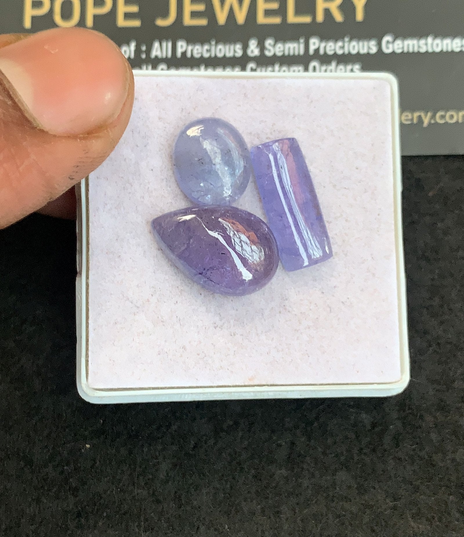 Natural Tanzanite Gemstone Smooth Mix Shape Cabochon High Quality Loose Gemstones For Jewelry Making 11-16 MM Size 3 Pcs V5058