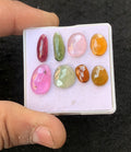 Natural Tourmaline Gemstone Rose Cut Fancy Shape Cabochon High Quality Loose Gemstones For Jewelry Making 8-14 MM Size 8 Pcs V4528
