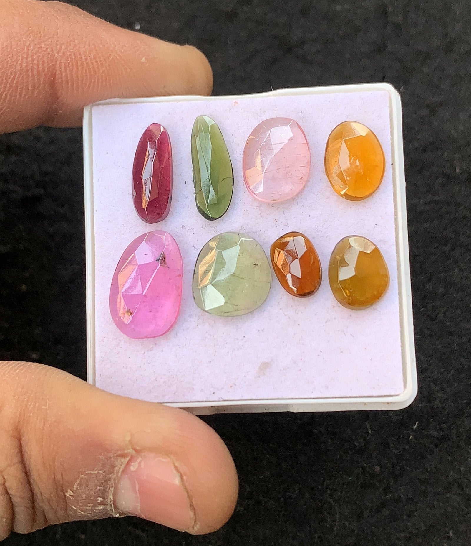 Natural Tourmaline Gemstone Rose Cut Fancy Shape Cabochon High Quality Loose Gemstones For Jewelry Making 8-14 MM Size 8 Pcs V4528