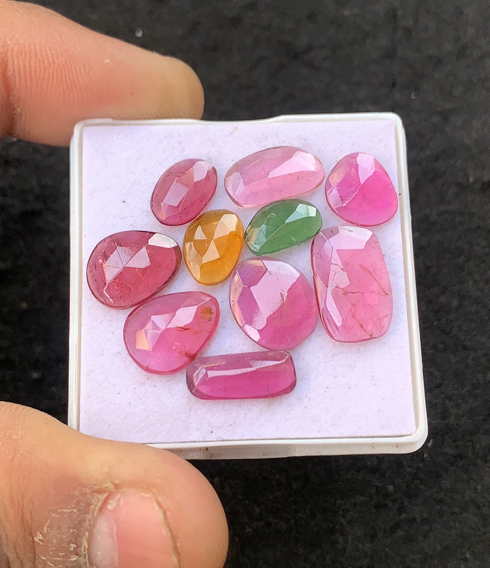 Natural Tourmaline Gemstone Rose Cut Fancy Shape Cabochon High Quality Loose Gemstones For Jewelry Making 9-14 MM Size 10 Pcs V4529