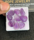 Natural Amethyst Gemstone Hand Carved Cut Leaf Shape Cabochon High Quality Loose Gemstones For Jewelry Making 11-15 MM Size 9 Pcs V5066