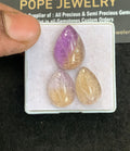 Natural Ametrine Gemstone Hand Carved Pear Shape Cabochon High Quality Loose Gemstones For Jewelry Making 16-20 MM Size 3 Pcs V5067