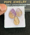 Natural Ametrine Gemstone Hand Carved Pear Shape Cabochon High Quality Loose Gemstones For Jewelry Making 17-20 MM Size 3 Pcs V5068
