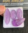 Natural Amethyst Gemstone Hand Carved Mix Shape Cabochon High Quality Loose Gemstones For Jewelry Making 20-33 MM Size 4 Pcs V5070
