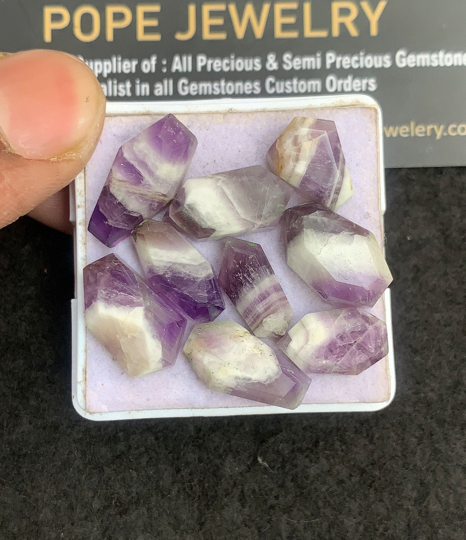 Natural Banded Amethyst Gemstone Step Cut Fancy Shape Cabochon High Quality Loose Gemstones For Jewelry Making 12-18 MM Size 9 Pcs V5071