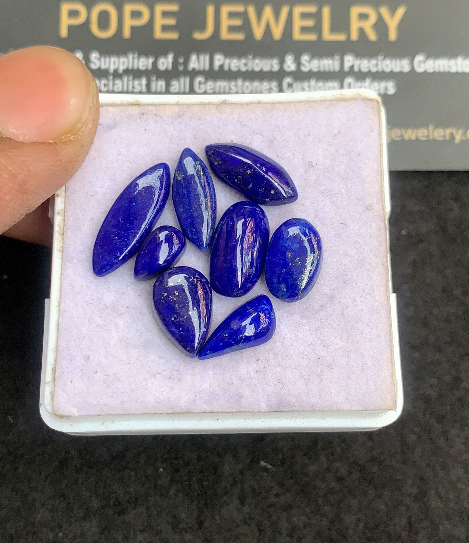 Natural Lapis Lazuli Gemstone Smooth Mix Shape Cabochon High Quality Loose Gemstones For Jewelry Making 8-16 MM Size 8 Pcs V5078
