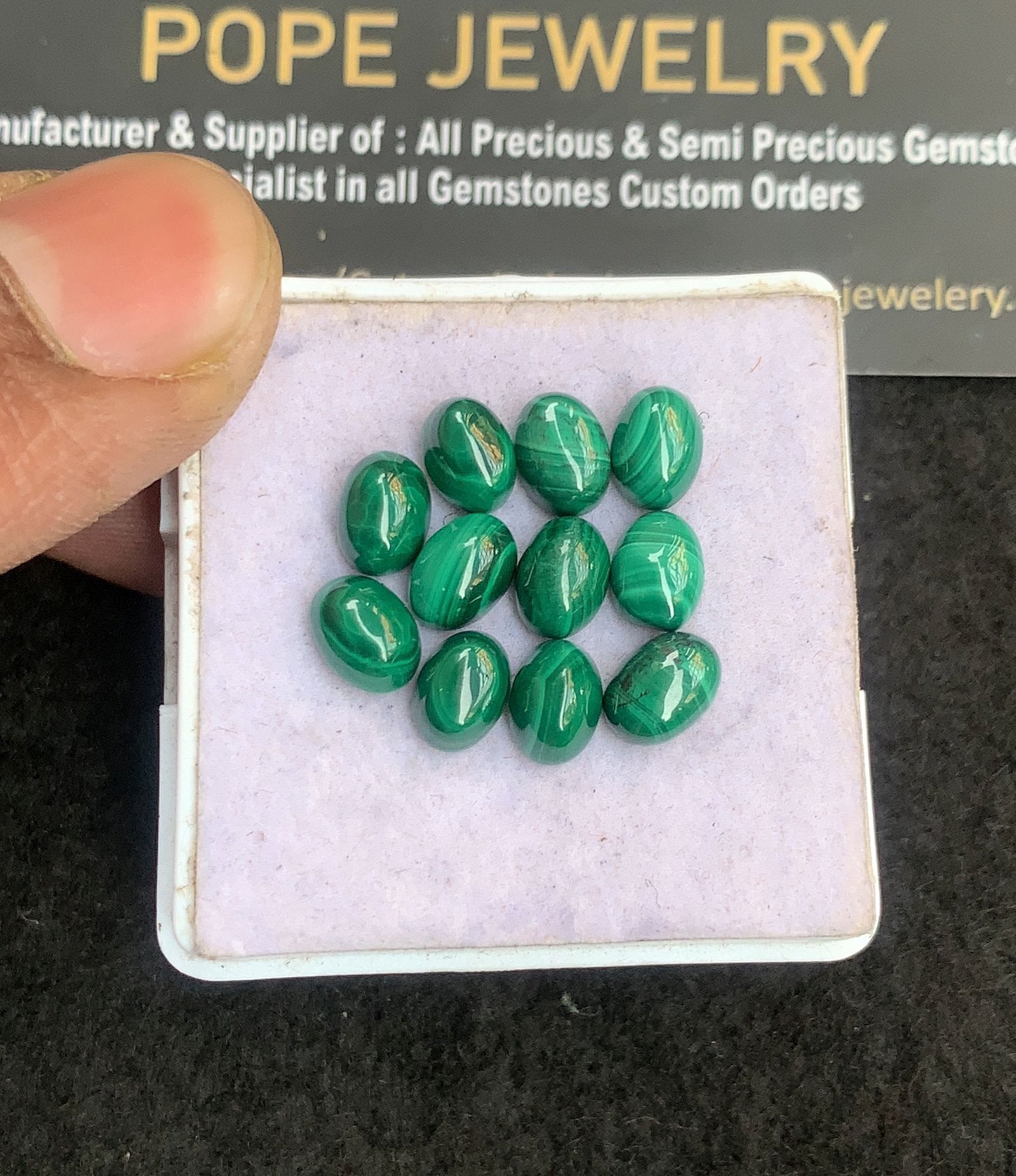 Natural Malachite Gemstone Smooth Oval Shape Cabochon High Quality Loose Gemstones For Jewelry Making 7x5 MM Size 11 Pcs V5084