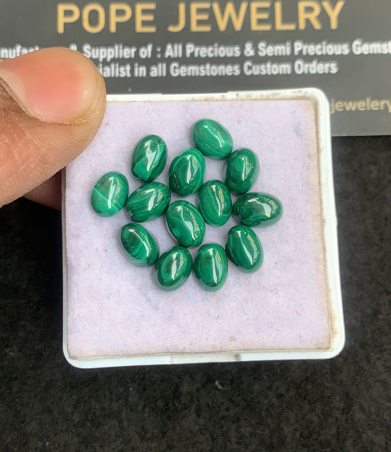 Natural Malachite Gemstone Smooth Oval Shape Cabochon High Quality Loose Gemstones For Jewelry Making 7x5 MM Size 13 Pcs V5085