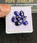 Natural Thailand Blue Sapphire Gemstone Rose Cut Pear Shape Cabochon High Quality Loose Gemstones For Jewelry Making 9-10 MM Size 7 Pcs V5088