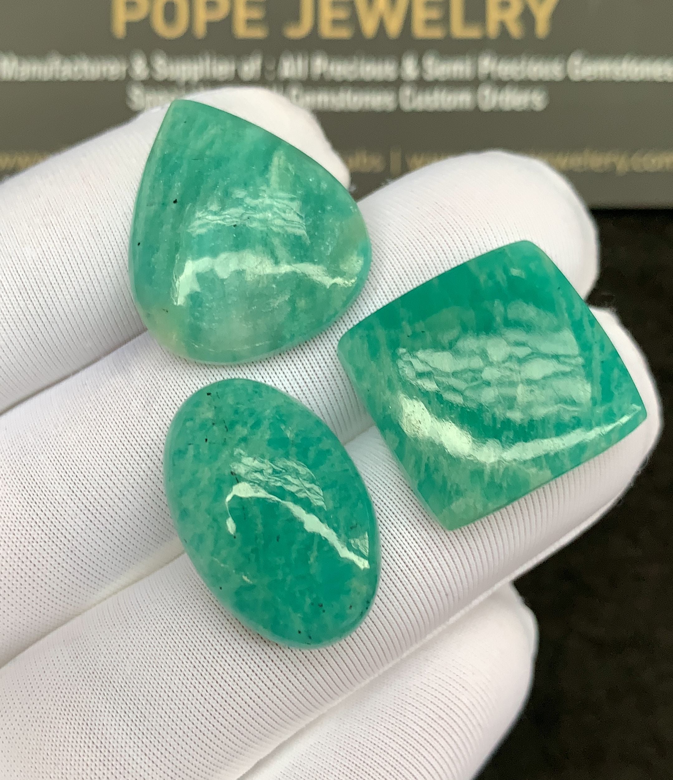 Natural Amazonite Gemstone Smooth Mix Shape Cabochon Loose Gemstone For Jewelry Making Wholesalegems 19-22 MM Size 3 Pcs SM25273