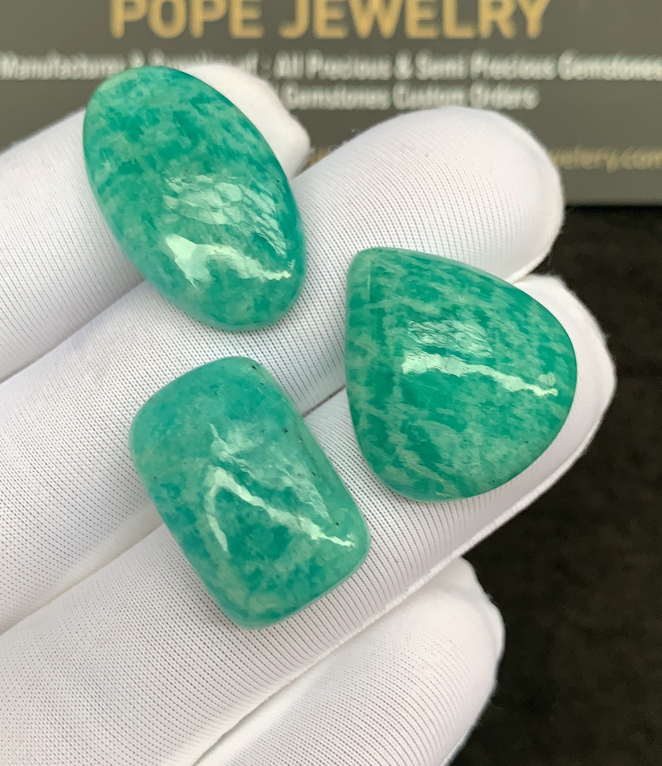 Natural Amazonite Gemstone Smooth Mix Shape Cabochon Loose Gemstone For Jewelry Making Wholesalegems 20-24 MM Size 3 Pcs SM25274