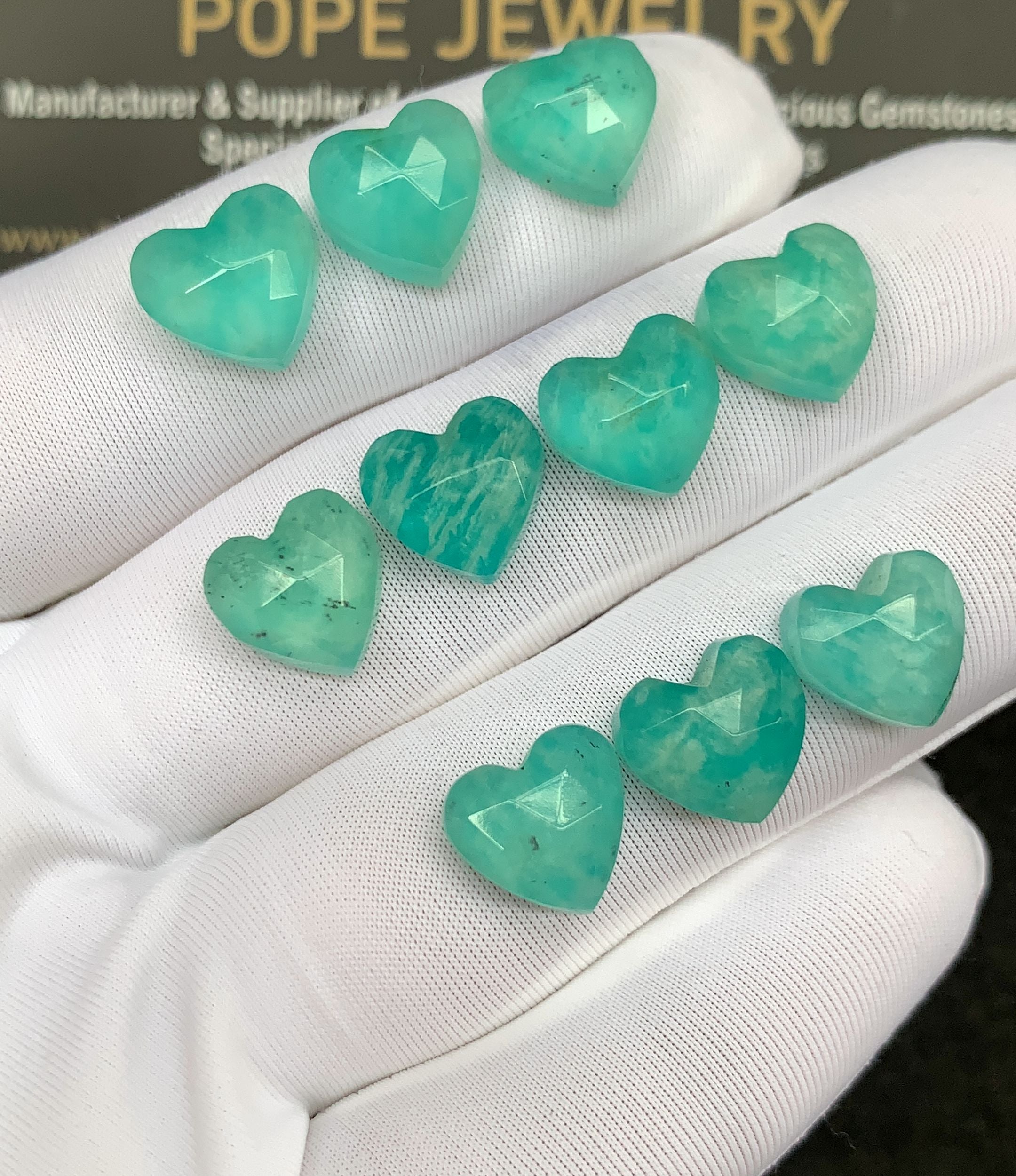 Natural Amazonite Doublet Gemstone Rose Cut Heart Shape Cabochon Loose Gemstone For Jewelry Making Wholesalegems 10 MM Size 10 Pcs SM25279