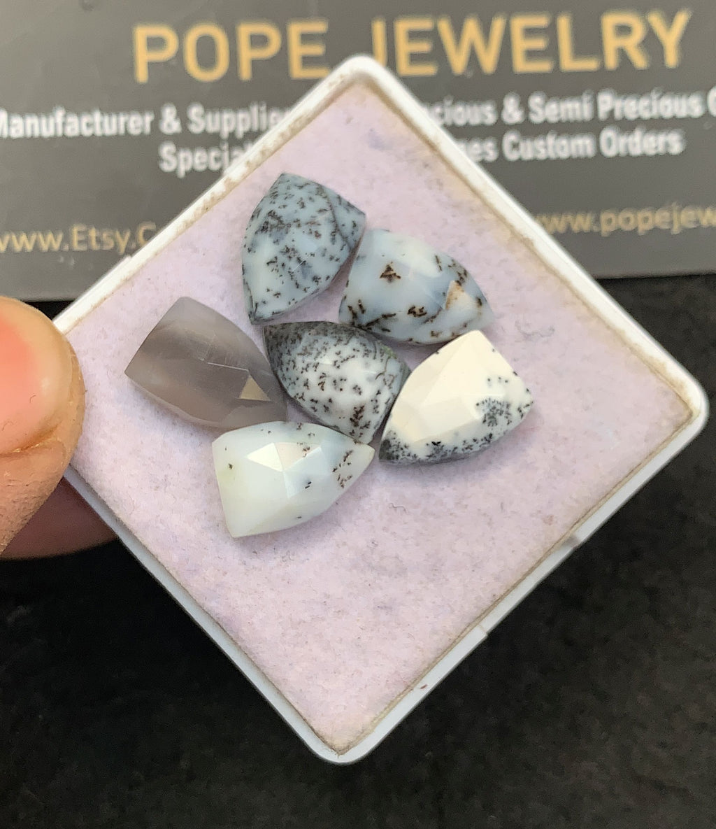 Natural Dendrite Opal Gemstone Rose Cut Fancy Shape Cabochon High Quality Loose Gemstones For Jewelry Making 12x8 MM Size 7 Pcs V5160
